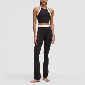 Lululemon Nulu High Rise Flared Pant Black with white stripe, size 6